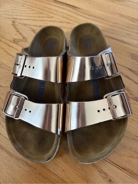 Birkenstock Rose Gold Double-Buckle Sandals size 38